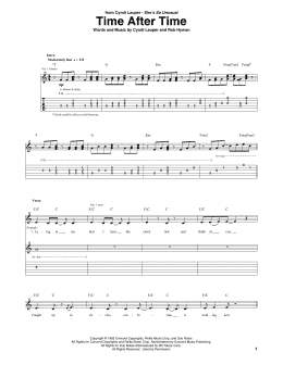 page one of Time After Time (Guitar Tab)