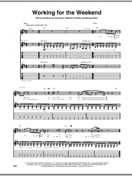 page one of Working For The Weekend (Guitar Tab)