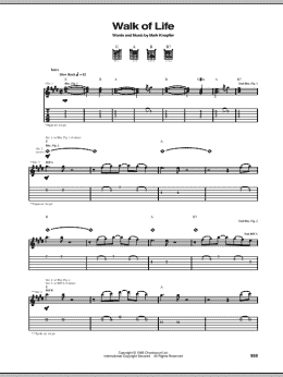 page one of Walk Of Life (Guitar Tab)