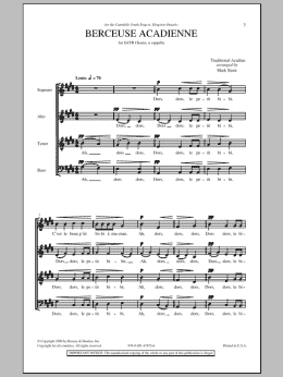 page one of Berceuse Acadienne (SATB Choir)