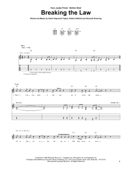 page one of Breaking The Law (Guitar Tab)