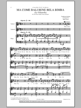 page one of Ma Come Bali Bela Bimba (La Villanella) (2-Part Choir)