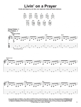 page one of Livin' On A Prayer (Easy Guitar Tab)