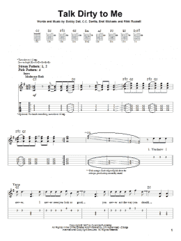 page one of Talk Dirty To Me (Easy Guitar Tab)