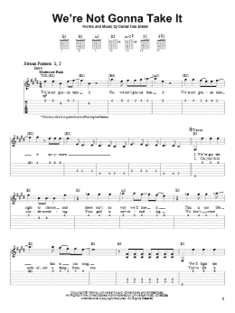 page one of We're Not Gonna Take It (Easy Guitar Tab)