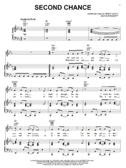 page one of Second Chance (Piano, Vocal & Guitar Chords (Right-Hand Melody))