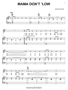 page one of Mama Don't 'Low (Piano, Vocal & Guitar Chords (Right-Hand Melody))