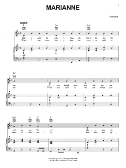 page one of Marianne (Piano, Vocal & Guitar Chords (Right-Hand Melody))