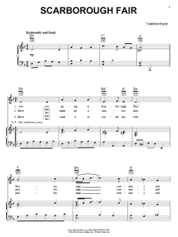 page one of Scarborough Fair (Piano, Vocal & Guitar Chords (Right-Hand Melody))