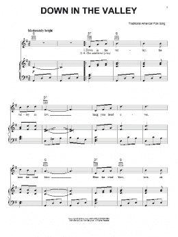 page one of Down In The Valley (Piano, Vocal & Guitar Chords (Right-Hand Melody))