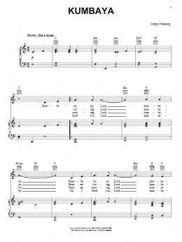page one of Kumbaya (Piano, Vocal & Guitar Chords (Right-Hand Melody))
