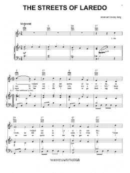 page one of The Streets Of Laredo (Piano, Vocal & Guitar Chords (Right-Hand Melody))