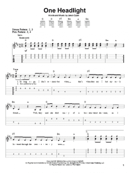 page one of One Headlight (Easy Guitar Tab)