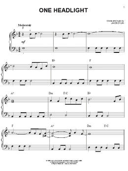 page one of One Headlight (Easy Piano)