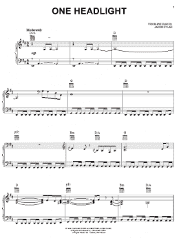 page one of One Headlight (Piano, Vocal & Guitar Chords (Right-Hand Melody))