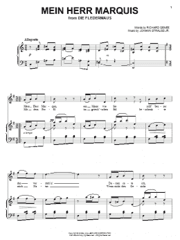 page one of Mein Herr Marquis (Piano, Vocal & Guitar Chords (Right-Hand Melody))