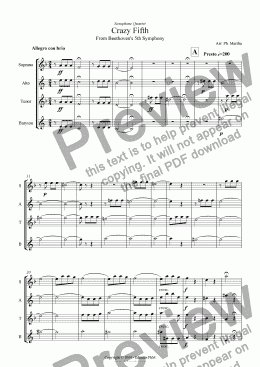 page one of Beethoven - Crazy Firth (Sax Quartet)
