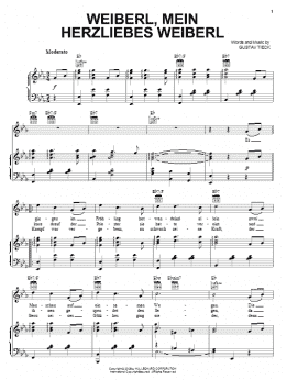 page one of Weiberl, Mein Herzliebes Weiberl! (Piano, Vocal & Guitar Chords (Right-Hand Melody))