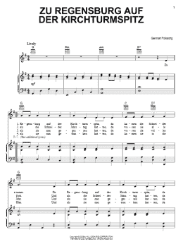 page one of Zu Regensburg Auf Der Kirchturmspitz (Piano, Vocal & Guitar Chords (Right-Hand Melody))