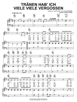 page one of Tranen Hab'ich Viele Viele Vergossen (Piano, Vocal & Guitar Chords (Right-Hand Melody))