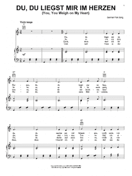 page one of Du, Du Liegst Mir Im Herzen (You, You Weigh On My Heart) (Piano, Vocal & Guitar Chords (Right-Hand Melody))