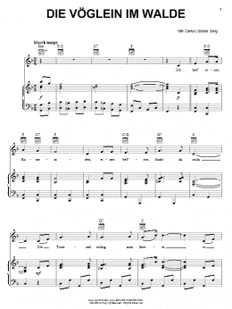 page one of Die Voglein Im Walde (Piano, Vocal & Guitar Chords (Right-Hand Melody))