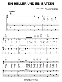page one of Ein Heller Und Ein Batzen (Piano, Vocal & Guitar Chords (Right-Hand Melody))