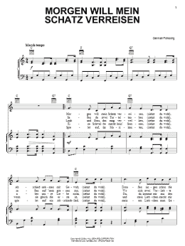 page one of Morgen Will Mein Schatz Verreisen (Piano, Vocal & Guitar Chords (Right-Hand Melody))