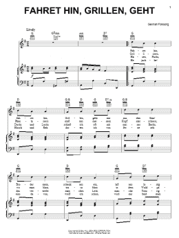 page one of Fahret Hin, Grillen, Geht (Piano, Vocal & Guitar Chords (Right-Hand Melody))