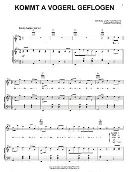 page one of Kommt A Vogerl Geflogen (A Bird Comes Flying) (Piano, Vocal & Guitar Chords (Right-Hand Melody))