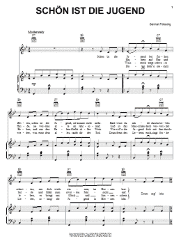 page one of Schon Ist Die Jugend (Youth, It Is Beautiful) (Piano, Vocal & Guitar Chords (Right-Hand Melody))