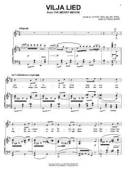 page one of Vilja Lied (Piano & Vocal)
