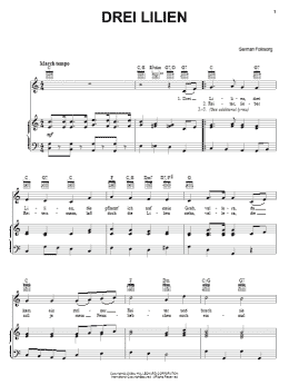 page one of Drei Lilien (Three Lilies) (Piano, Vocal & Guitar Chords (Right-Hand Melody))