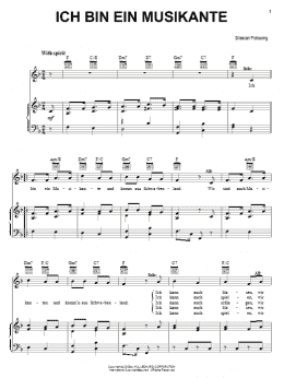 page one of Ich Bin Ein Musikante (Piano, Vocal & Guitar Chords (Right-Hand Melody))