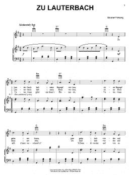page one of Zu Lauterbach (At Lauterbach) (Piano, Vocal & Guitar Chords (Right-Hand Melody))