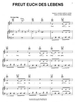 page one of Freut Euch Des Lebens (Piano, Vocal & Guitar Chords (Right-Hand Melody))
