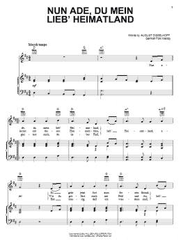 page one of Nun Ade, Du Mein Lieb' Heimatlan (Piano, Vocal & Guitar Chords (Right-Hand Melody))