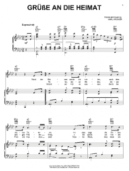 page one of Grusse An Die Heimat (Hail, My Homeland) (Piano, Vocal & Guitar Chords (Right-Hand Melody))