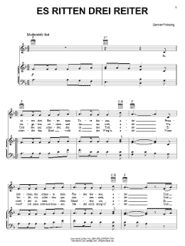 page one of Es Ritten Drei Reiter (Three Knights Rode Forth) (Piano, Vocal & Guitar Chords (Right-Hand Melody))