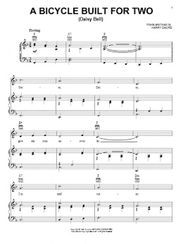 page one of A Bicycle Built For Two (Daisy Bell) (Piano, Vocal & Guitar Chords (Right-Hand Melody))