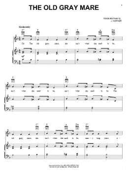 page one of The Old Gray Mare (Piano, Vocal & Guitar Chords (Right-Hand Melody))