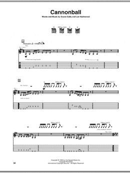 page one of Cannonball (Guitar Tab)