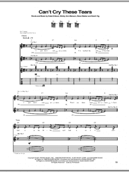 page one of Can't Cry These Tears (Guitar Tab)
