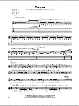 page one of Cancer (Guitar Tab)
