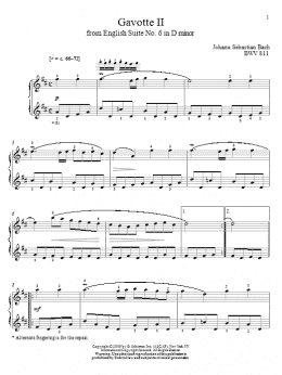 page one of Gavotte II, BWV 811 (Piano Solo)