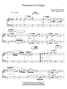page one of Polonaise In G Major, BWV App. 130 (Piano Solo)