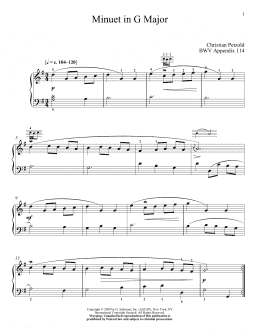 page one of Menuet In G Major, BWV App. 114 (Piano Solo)