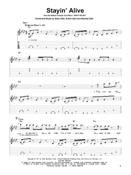 page one of Stayin' Alive (Guitar Tab (Single Guitar))