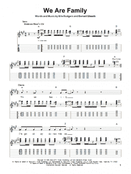 page one of We Are Family (Guitar Tab (Single Guitar))