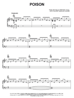 page one of Poison (Piano, Vocal & Guitar Chords (Right-Hand Melody))